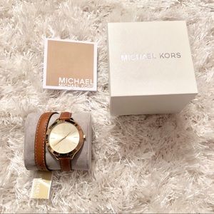 Michael Kors Runway Slim Double Leather Watch